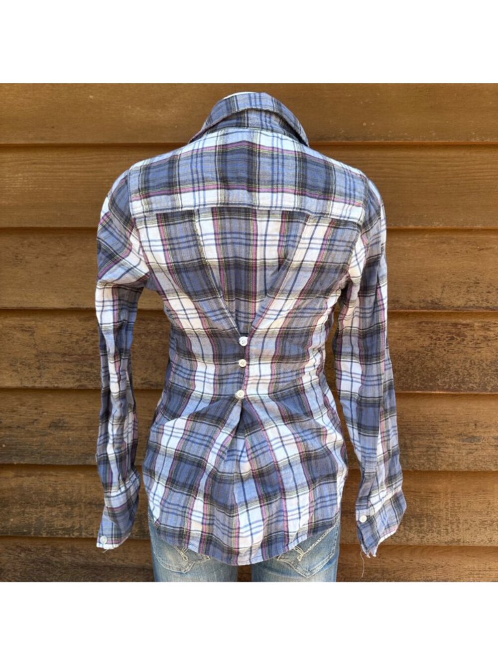 Roxy Y2K Plaid Print Button-Up Shirt Size L Long Sleeve Casual Top - Picture 4 of 10